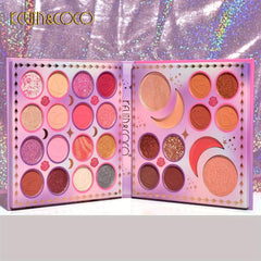 28 Eyeshadow Palette Set with Lip Glaze High Gloss Pearly Makeup Brush Set