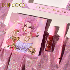 28 Eyeshadow Palette Set with Lip Glaze High Gloss Pearly Makeup Brush Set