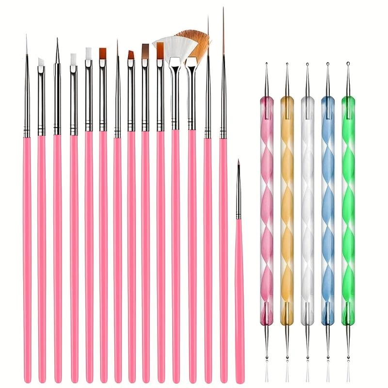 15pcs Acrylic Nail Brush Painting Pen & 5pcs Nail Dotting Tools Set