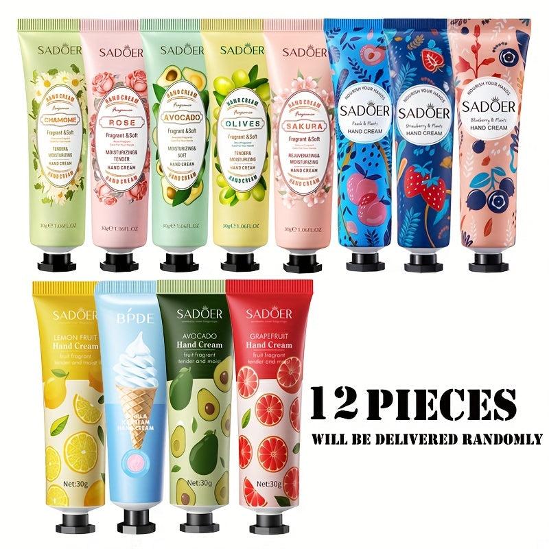 12pcs Floral Fruity Hand Cream Gift Set Moisturizing Dry Hands Travel Size