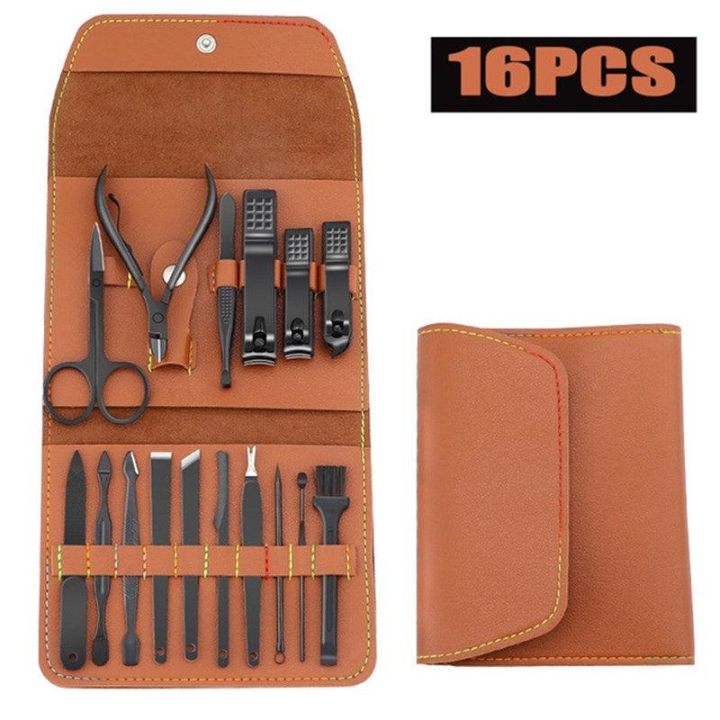16 Piece Nail Care Set Stainless Steel Clippers Files Ear Spoon Men Women