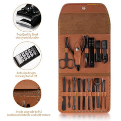 16 Piece Nail Care Set Stainless Steel Clippers Files Ear Spoon Men Women
