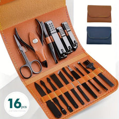 16 Piece Nail Care Set Stainless Steel Clippers Files Ear Spoon Men Women