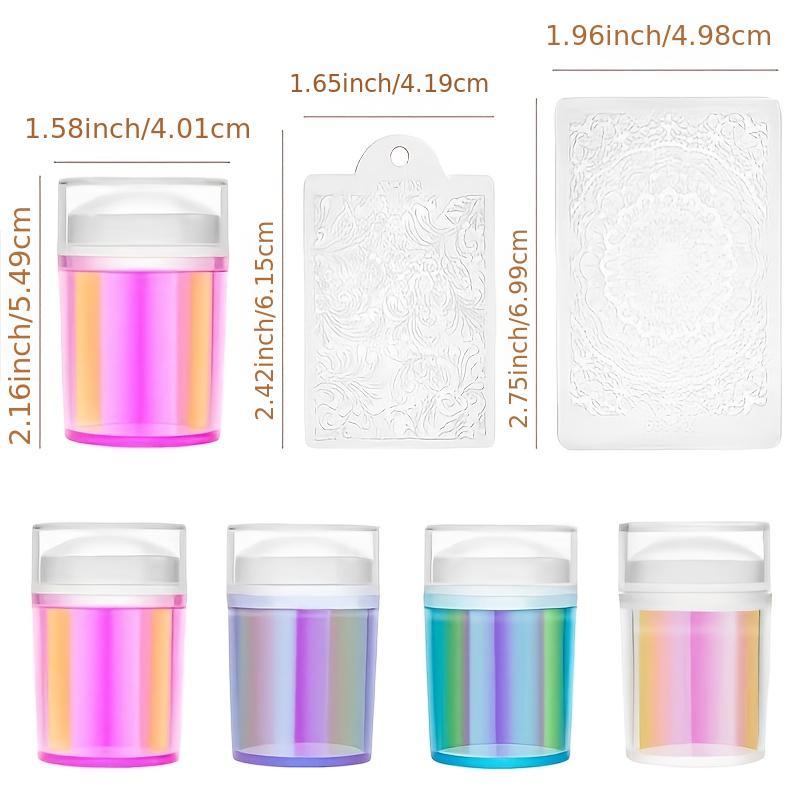 Y2K 3 Clear Jelly Nail Art Stamper Silicone Head Acrylic Handle Scraper