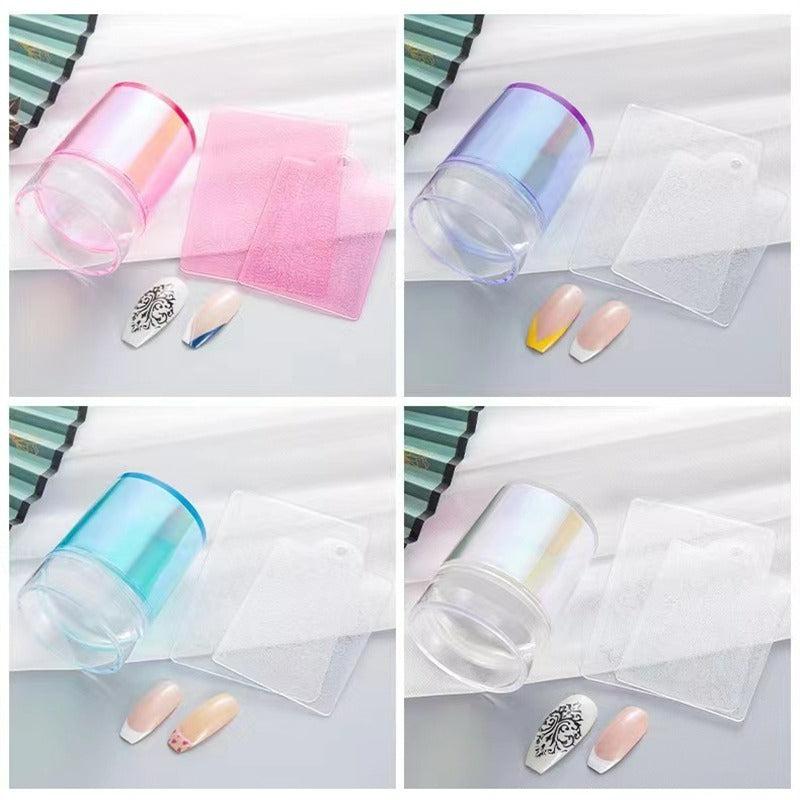 Y2K 3 Clear Jelly Nail Art Stamper Silicone Head Acrylic Handle Scraper