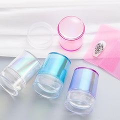 Y2K 3 Clear Jelly Nail Art Stamper Silicone Head Acrylic Handle Scraper