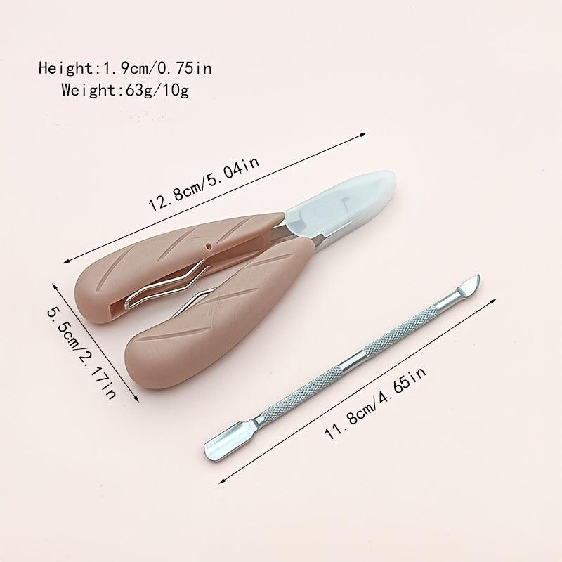 Sharp Cuticle Nippers Stainless Steel Clipper w/ Pusher Nail Tool