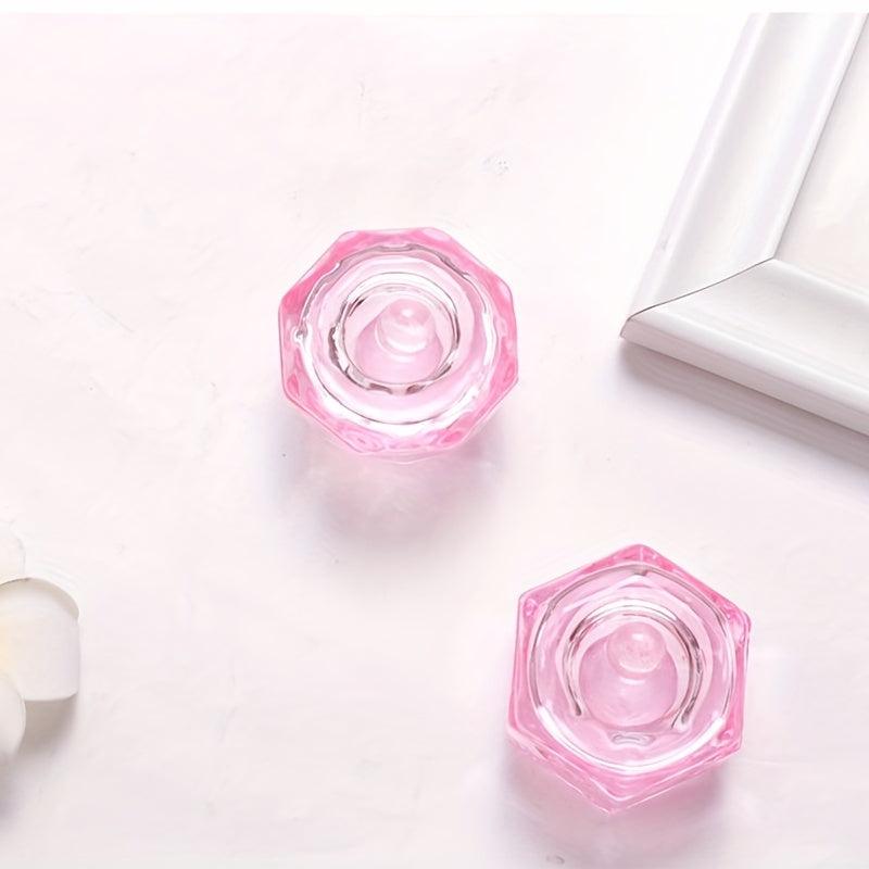 Pink Crystal Nail Art Cup with Lid for Manicures
