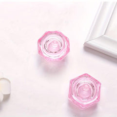 Pink Crystal Nail Art Cup with Lid for Manicures