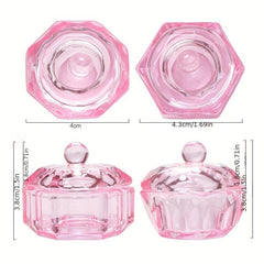 Pink Crystal Nail Art Cup with Lid for Manicures