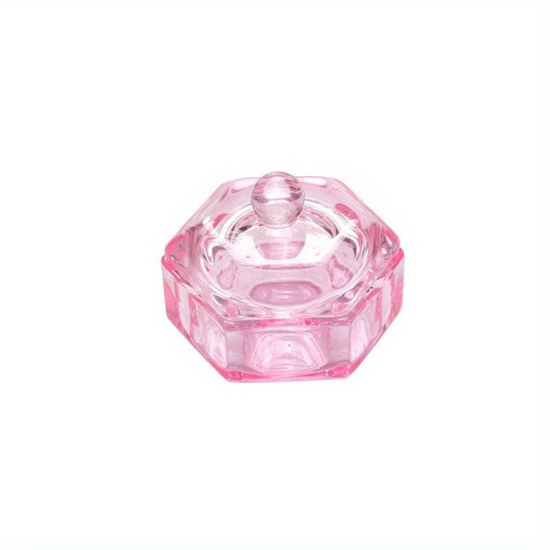 Pink Crystal Nail Art Cup with Lid for Manicures
