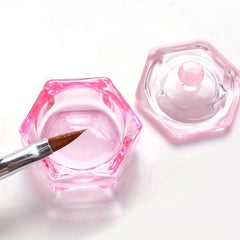 Pink Crystal Nail Art Cup with Lid for Manicures