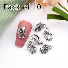 10pcs Music Notes Nail Art Charms with Pearls 3D Alloy Nail Art Accessories