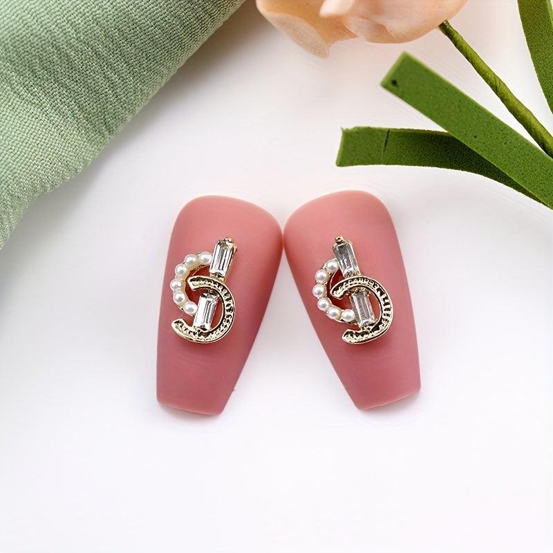 10pcs Music Notes Nail Art Charms with Pearls 3D Alloy Nail Art Accessories