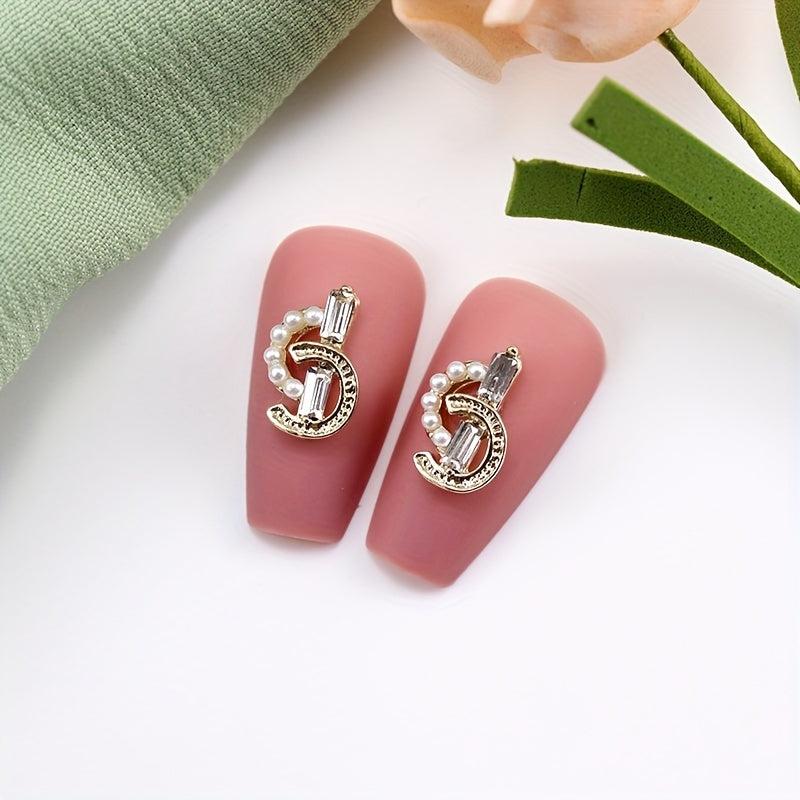 10pcs Music Notes Nail Art Charms with Pearls 3D Alloy Nail Art Accessories