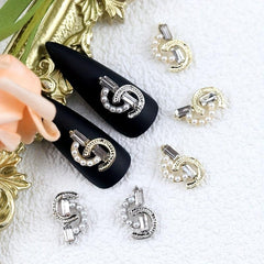 10pcs Music Notes Nail Art Charms with Pearls 3D Alloy Nail Art Accessories