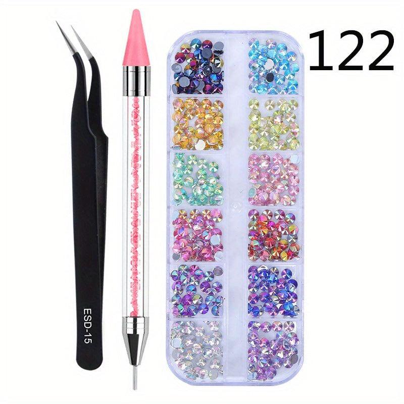 3pcs 3D Rhinestone Nail Charms with Double Headed Stickers DIY Nail Art Decor