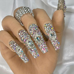3pcs 3D Rhinestone Nail Charms with Double Headed Stickers DIY Nail Art Decor
