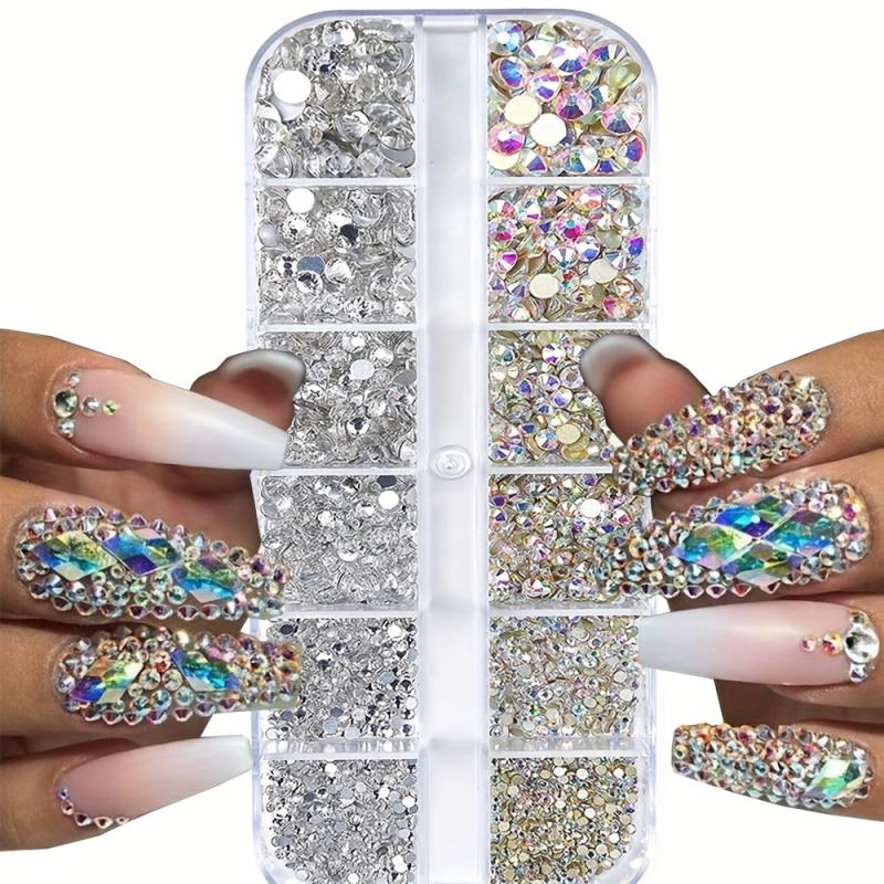3pcs 3D Rhinestone Nail Charms with Double Headed Stickers DIY Nail Art Decor