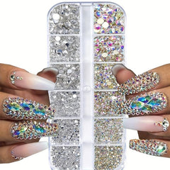 3pcs 3D Rhinestone Nail Charms with Double Headed Stickers DIY Nail Art Decor