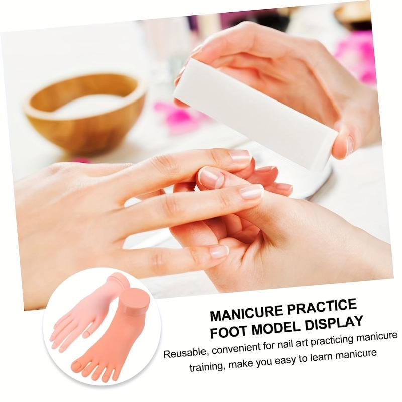 Bendable Nail Art Training Hand Model with Left Foot - 2 Pieces