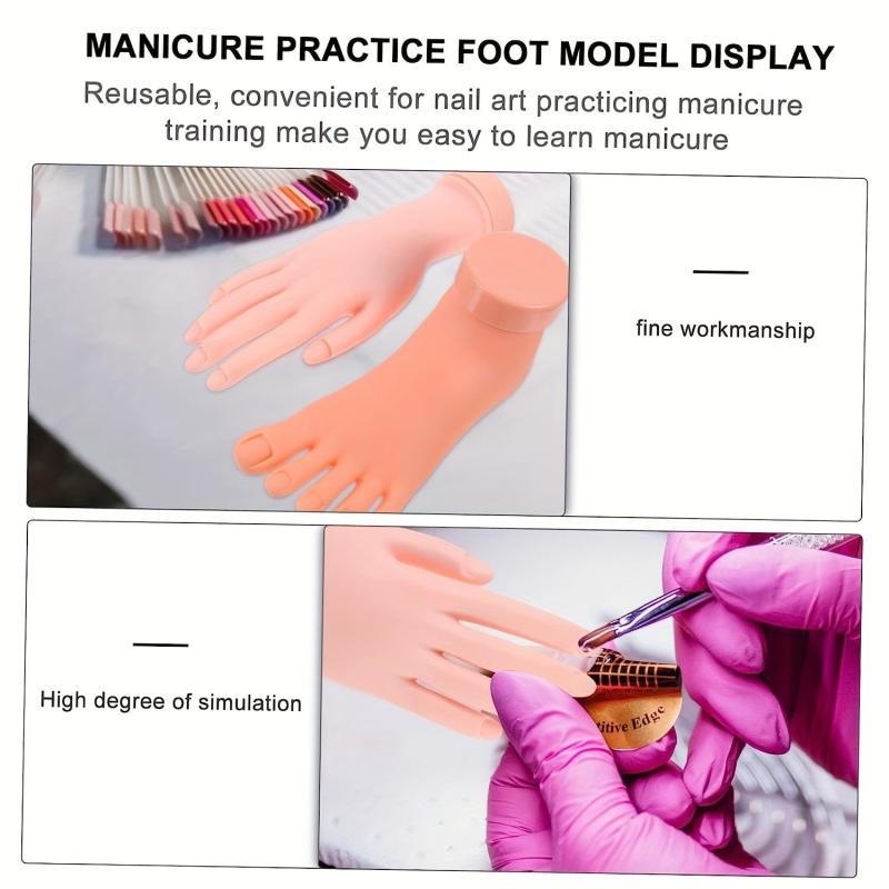 Bendable Nail Art Training Hand Model with Left Foot - 2 Pieces