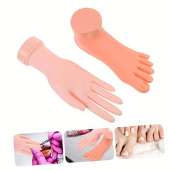 Bendable Nail Art Training Hand Model with Left Foot - 2 Pieces