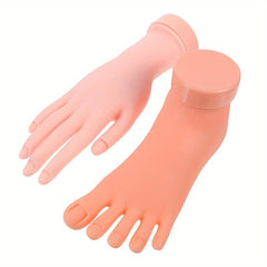 Bendable Nail Art Training Hand Model with Left Foot - 2 Pieces
