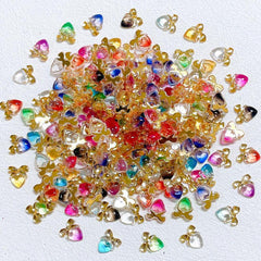 Aurora Bow Peach Heart Nail Art Charms Gradient Resin Nail Art Accessories