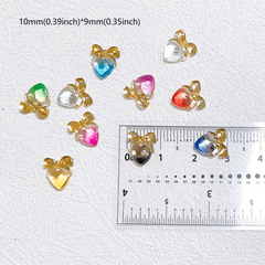 Aurora Bow Peach Heart Nail Art Charms Gradient Resin Nail Art Accessories