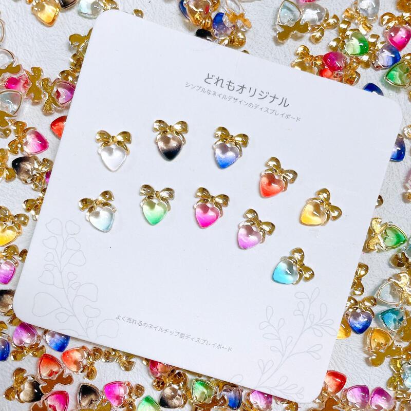 Aurora Bow Peach Heart Nail Art Charms Gradient Resin Nail Art Accessories