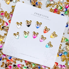 Aurora Bow Peach Heart Nail Art Charms Gradient Resin Nail Art Accessories
