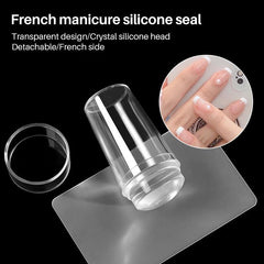 Clear Silicone Jelly French Nail Art Stamper Kit with Scraper
