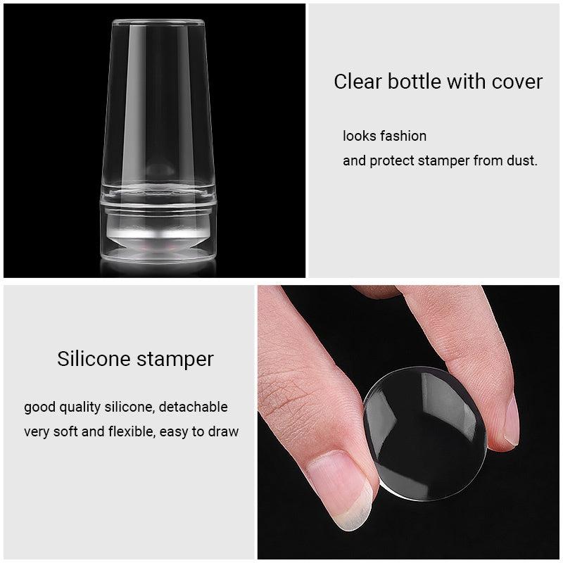 Clear Silicone Jelly French Nail Art Stamper Kit with Scraper