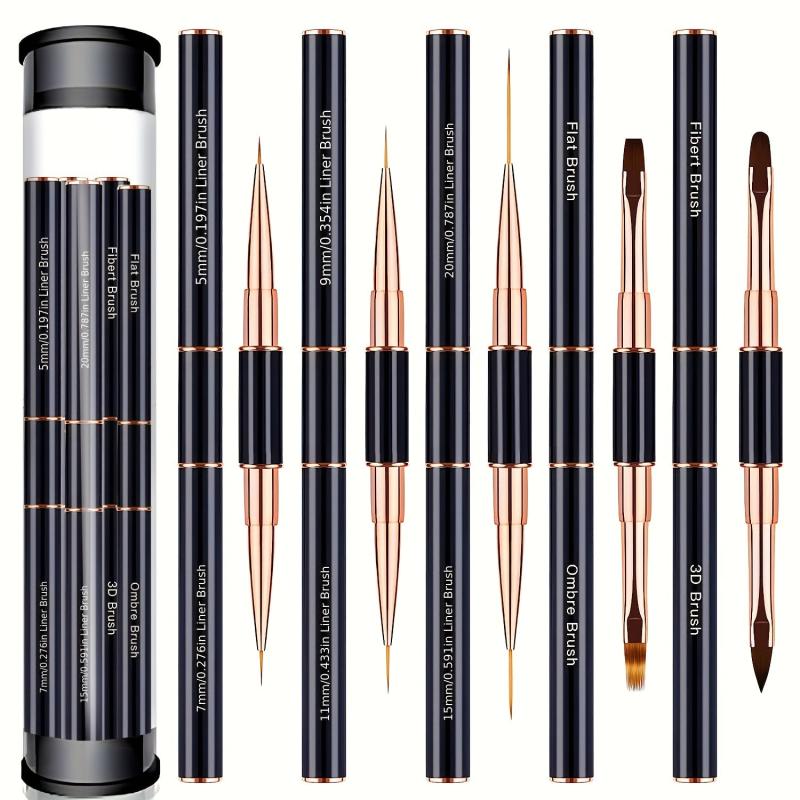 5pcs Double Ended Nail Art Brush Set for Salon Manicures