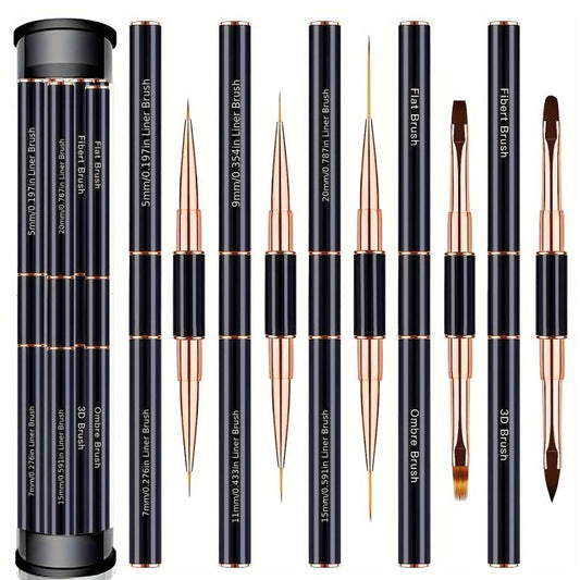 5pcs Double Ended Nail Art Brush Set for Salon Manicures