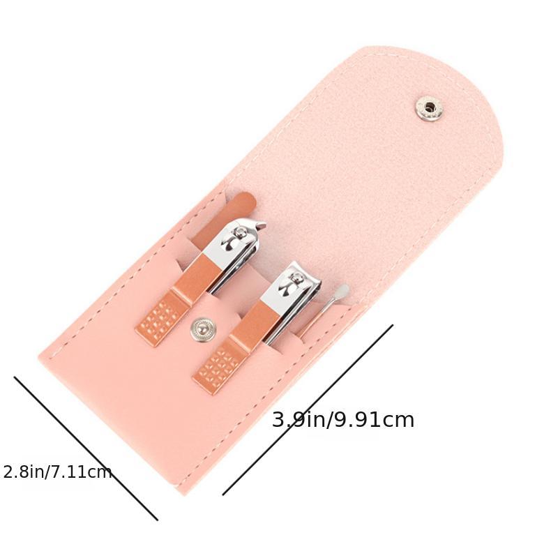 4 Pcs Manicure Set Nail Clipper Pedicure Scissor Ear Spoon Stainless Steel