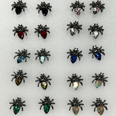 20Pcs Spider Nail Charms Vintage Gothic Rhinestones Nail Art Accessories