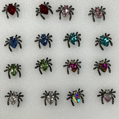 20Pcs Spider Nail Charms Vintage Gothic Rhinestones Nail Art Accessories