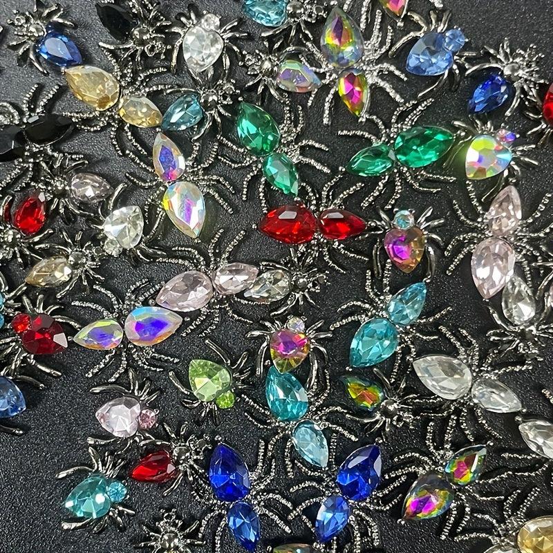 20Pcs Spider Nail Charms Vintage Gothic Rhinestones Nail Art Accessories
