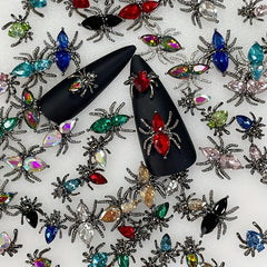 20Pcs Spider Nail Charms Vintage Gothic Rhinestones Nail Art Accessories