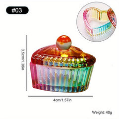 Crystal Cup With Cap Nail Brush Cleanser Holder