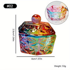 Crystal Cup With Cap Nail Brush Cleanser Holder