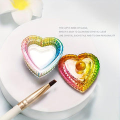 Crystal Cup With Cap Nail Brush Cleanser Holder
