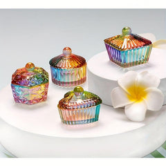 Crystal Cup With Cap Nail Brush Cleanser Holder