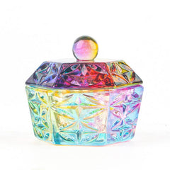 Rainbow Crystal Glass Nail Art Dish Liquid Powder Container