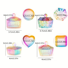 Rainbow Crystal Glass Nail Art Dish Liquid Powder Container