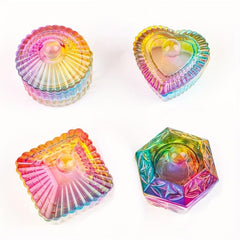 Rainbow Crystal Glass Nail Art Dish Liquid Powder Container