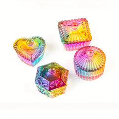Rainbow Crystal Glass Nail Art Dish Liquid Powder Container