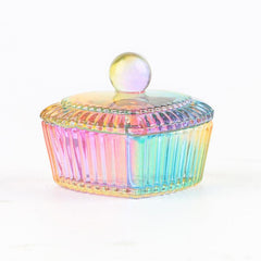 Rainbow Crystal Glass Nail Art Dish Liquid Powder Container